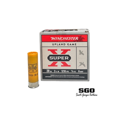 WINCHESTER SUPER X 20 GAUGE 2 3/4 INCH 1210 FPS 7/8 OZ #8 SHOT 250 ROUND CASE