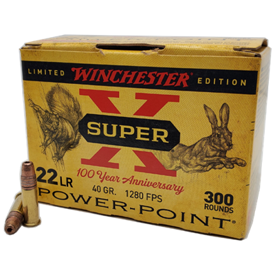 WINCHESTER 100 Year Anniversary 22LR 40GR 1280 FPS SUPER X POWER POINT * NO LIMITS * 300 RND BOX