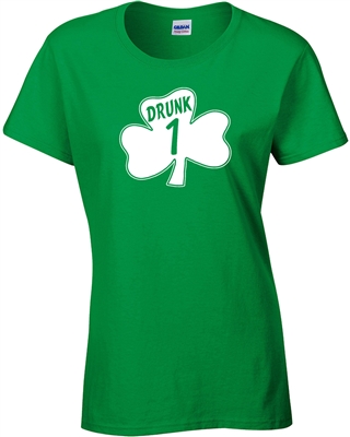 St. Patrick's Day Shamrock Drunk 1 LADIES Junior Fit T-Shirt (1060)