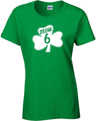 St. Patrick's Day Shamrock Drunk 6 LADIES Junior Fit T-Shirt (1060)