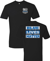 Blue Lives Matter Badge Front Block Print Back Men's T-Shirt (1222)