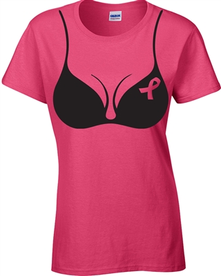 Breast Cancer Awareness Black Bra JUNIOR FIT Ladies T-Shirt (1277)