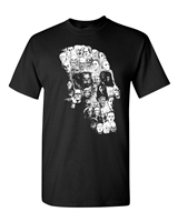 Monster Skull Shape Mosaic of Movie Villains Men's T-Shirt (1285)