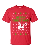 Reindeer Humping Christmas Ugly Sweater 2 COLOR Men's T-Shirt (B114)