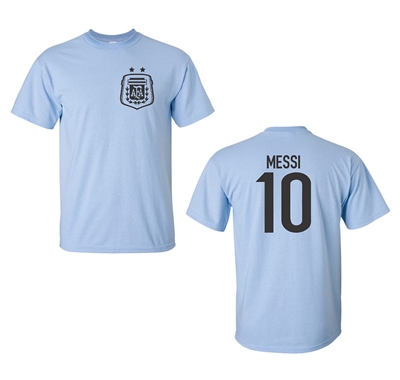 Argentine Soccer Player Lionel Messi Men's T-Shirt Front & Back (1451)