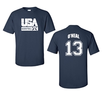 Retro USA Men’s Basketball O'Neal # 13 Front & Back Men's T-Shirt (1464)