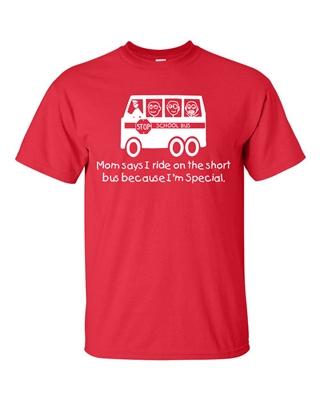 Mom Says I Ride The Short Bus to School Men's T-Shirt (1493)