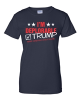 I'm Deplorable I Support Trump LADIES T-Shirt Navy (1512)