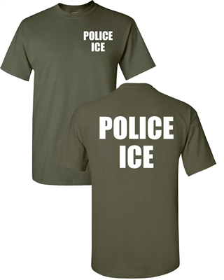 Police ICE US Immigration Printed on Front & Back Men's  T-Shirt  (1627)