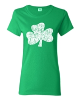 St. Patrick's Day Distressed Shamrock LADIES Junior Fit T-Shirt (1581)