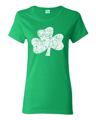 St. Patrick's Day Distressed Shamrock LADIES Junior Fit T-Shirt (1581)