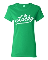St. Patrick's Day Distressed Lucky LADIES Junior Fit T-Shirt (1582)