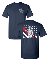 Thin Red Line Firefighter Front & Back Men's T-Shirt (1684)