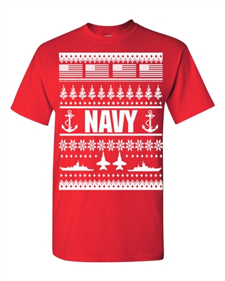 US Navy Ugly Sweater Design Christmas Men's T-Shirt (1710)
