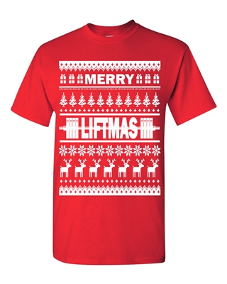 Merry Liftmas Ugly Sweater Design Christmas Men's T-Shirt (1712)