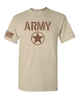US Army Star Distressed With Flag on the Sleeve Men's T-Shirt (1757)