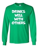 St. Patrick's Day - Drinks Well With Others LONG SLEEVE Men's T-Shirt (1774)
