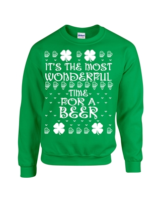 St. Patrick's Day It's The Most Wonderful Time for a Beer Unisex Crew Sweatshirt (1795)