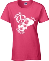 Peace Love Soccer Junior Fit Ladies T-Shirt (1837)