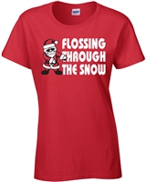 Flossing Through the Snow LADIES Junior Fit T-Shirt (036)