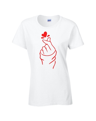 Finger Heart I Love You K-Pop Ladies Junior Fit T-Shirt (657)