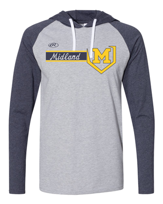Midland Baseball Hooded Long Sleeve Ragland T-Shirt (6917Lat)