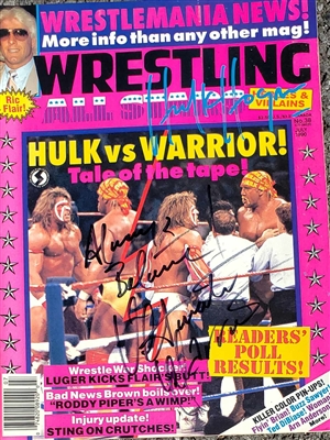 HULK HOGAN & THE ULTIMATE WARRIOR signed magazine