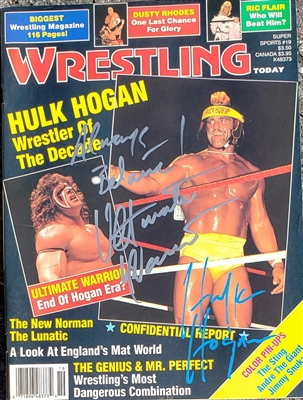 HULK HOGAN & THE ULTIMATE WARRIOR signed magazine