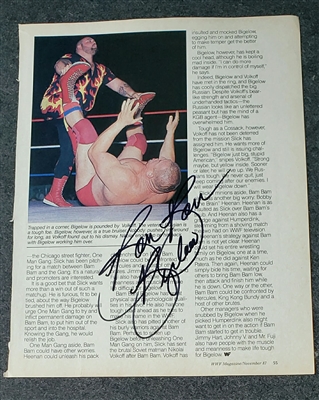 VINTAGE WWF MAGAZINE PAGE signed by BAM BAM BIGELOW