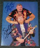 VINTAGE WWF MAGAZINE PAGE signed by BAM BAM BIGELOW & SIR OLIVER HUMPERDINK