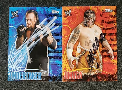 ***RARE***  WWF TOPPS 2007 UK EXCLUSIVE CARDS signed by THE UNDERTAKER & UMAGA