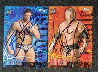 ***RARE***  WWF TOPPS 2007 UK EXCLUSIVE CARDS signed by TRIPLE H & BATISTA