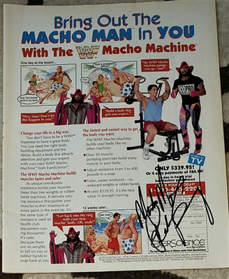 MACHO MAN RANDY SAVAGE signed muscle machine magazine ad
