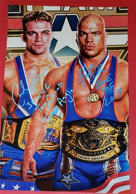 KURT ANGLE & CHARLIE HAAS signed 11X17 poster!!