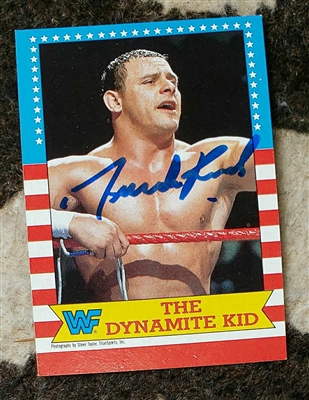 DYNAMITE KID signed 1987 TOPPS trading card