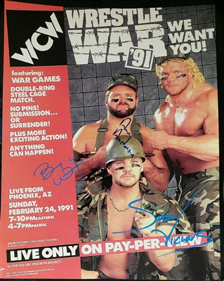 WCW WRESTLE WAR 91 signed 11x14 poster