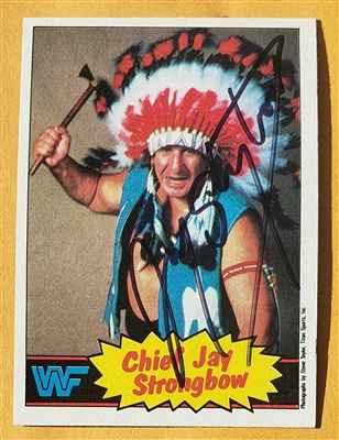 CHIEF JAY STRONGBOW signed 1985 TOPPS vintage card