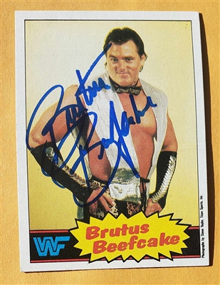 BRUTUS BEEFCAKE signed 1985 TOPPS vintage card