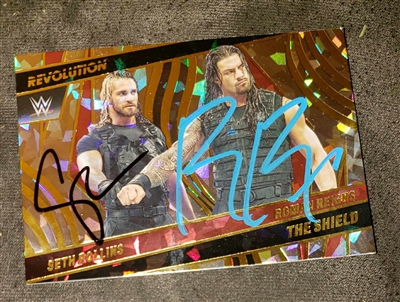 ROMAN REIGNS & SETH ROLLINS signed card