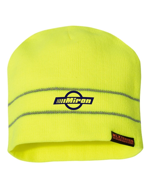 Lime Beanie with Reflective Stripes
