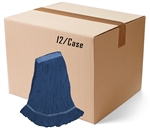 BULK CASE (12/Cs) X-LARGE   BLUE   Premium Blend Economical LOOPED-END Wet Mop--1 1/4" BAND