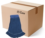 BULK CASE (12/Cs) - X-LARGE   BLUE   Premium Blend Economical LOOPED-END Wet Mop--5" BAND