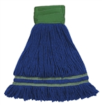 MEDIUM   BLUE Industrial Laundry Style ANTIMICROBIAL LOOPED-END Wet Mop--9" BAND