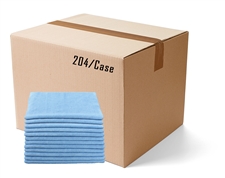 BULK CASE (204/CS) 16" X 16"   BLUE   (300 GSM) 80/20 TERRY Microfiber Cleaning Cloths