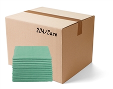 BULK CASE (204/CS) 16" X 16"   GREEN   (300 GSM) 80/20 TERRY Microfiber Cleaning Cloths