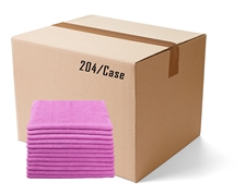 BULK CASE (204/CS) 16" X 16"   PINK   (300 GSM) 80/20 TERRY Microfiber Cleaning Cloths