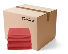 BULK CASE (204/CS) 16" X 16"   RED   (300 GSM) 80/20 TERRY Microfiber Cleaning Cloths