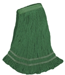 MEDIUM  GREEN  Premium Blend ANTIMICROBIAL LOOPED-END Wet Mop--1 1/4" BAND