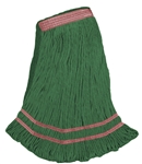 LARGE   GREEN   Premium Blend ANTIMICROBIAL LOOPED-END Wet Mop--1 1/4" BAND