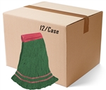 BULK CASE (12/Cs) - LARGE  GREEN  Premium Blend ANTIMICROBIAL LOOPED-END Wet Mop--5" BAND